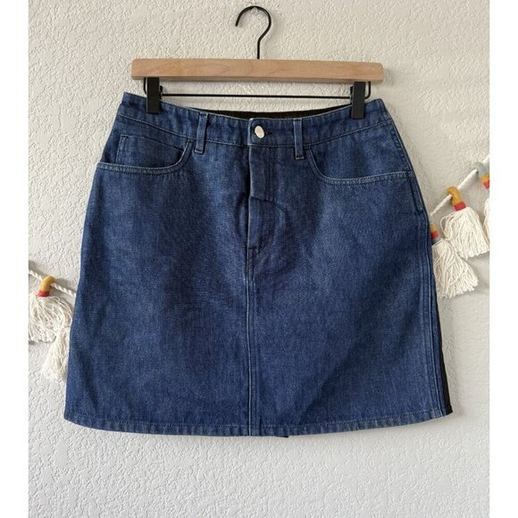 Maison Margiela MM6 Denim Mini Skirt Made In Italy Sz 46 Designer Y2k Dark Wash - Picture 1 of 9